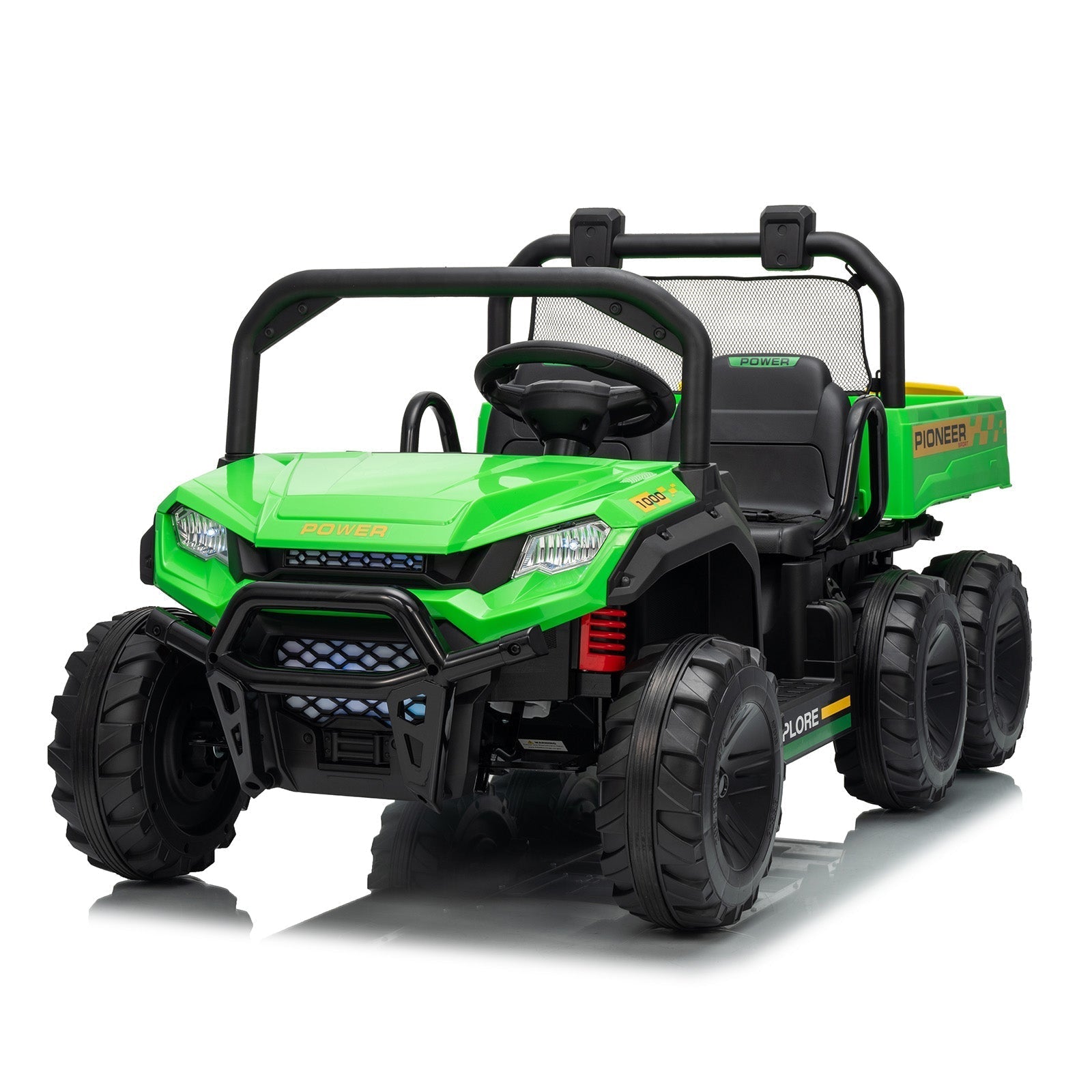 Garvee 24V 4WD Electric Ride on Dump Truck for Kids, 2 Seater with Remote Control, Dump Bed, 3 Speed Modes, Music Player, All-Terrain Off-Road Vehicle Toy for Boys & Girls
