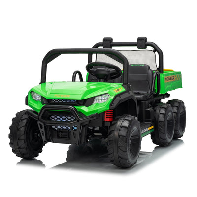 Garvee 24V 4WD Electric Ride on Dump Truck for Kids, 2 Seater with Remote Control, Dump Bed, 3 Speed Modes, Music Player, All-Terrain Off-Road Vehicle Toy for Boys & Girls