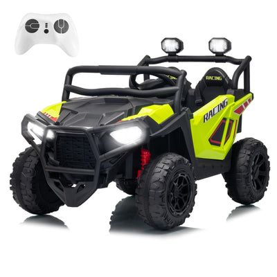 Garvee 24V 2-Seater Electric UTV Ride-On Truck for Kids Ages 2-8 – Battery Powered, Remote Control, 4-Wheel Suspension, Gradual Power-Up, 3 Speeds, LED Lights, Wireless – Fluorescent Green