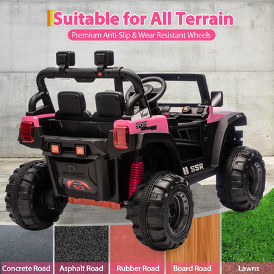 Garvee 12V Kids Electric Ride-On Truck – Parent Remote Control, 3 Speeds up to 4.1MPH, Spring Suspension, wireless Music, LED Headlights, Battery Powered Car Toy for Boys and Girls Ages 3-8 – Pink
