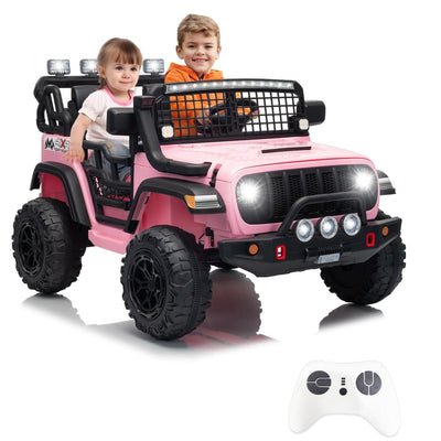 Garvee 24V Ride on Toys for Big Kids, 2-Seater Electric Ride on Car Truck with Remote Control, Four-Wheel Shock Absorbers, 4 Mph Max Speed, Music, LED Lights for Boys Girls, Pink