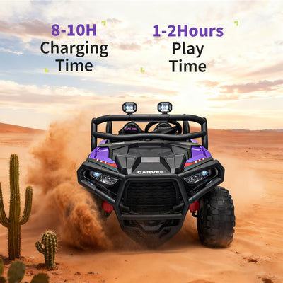 Garvee 24V 2-Seater Electric UTV Ride-On Truck for Kids Ages 2-8 – Battery Powered, Remote Control, 4-Wheel Suspension, Gradual Power-Up, 3 Speeds, LED Lights, Wireless – Purple