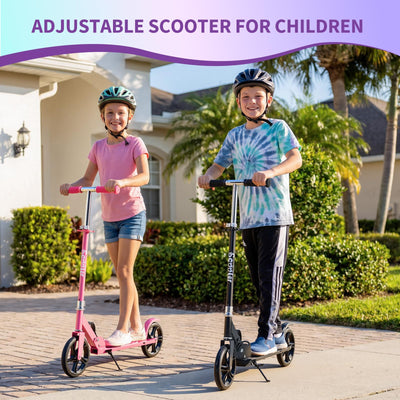 Garvee Kick Scooter for Teens Adults Kids 6+ - 220LB Capacity, 3-Level Adjustable Handlebar, Aluminum Alloy, Foldable, 8" Wheels, Outdoor Sports, Hot Pink