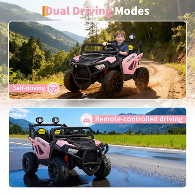 Garvee 24V 2-Seater Electric UTV Ride-On Truck for Kids Ages 2-8 – Battery Powered, Remote Control, 4-Wheel Suspension, Gradual Power-Up, 3 Speeds, LED Lights, Wireless – Pink