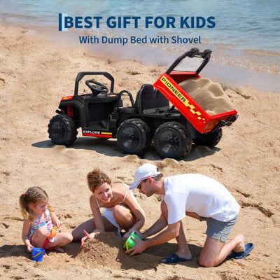 Garvee 24V 4WD Electric Ride on Dump Truck for Kids, 2 Seater with Remote Control, Dump Bed, 3 Speed Modes, Music Player, All-Terrain Off-Road Vehicle Toy for Boys & Girls