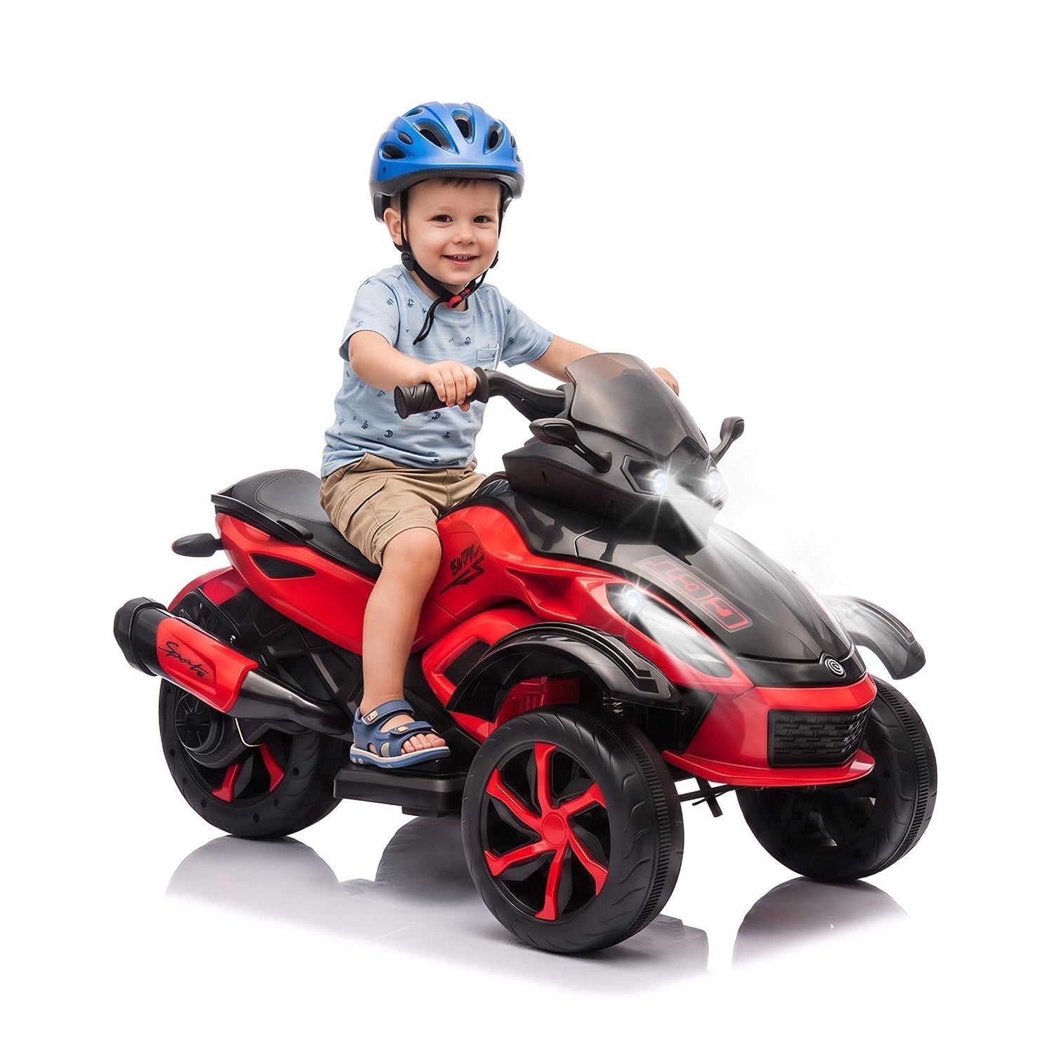 Garvee 12V Dual Motor Kids Electric Ride-On Car & 3-Wheeler ATV – 4 MPH, LED Lights & Music, 66 lbs Capacity, Outdoor Battery Powered Vehicle for Boys & Girls Ages 3-8 – Red