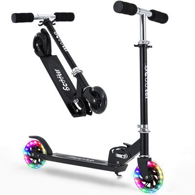 Garvee Kick Scooter for Kids with LED RGB Lighted Wheels, Lightweight 4.6 LBS, Adjustable Handlebars, Anti-Slip Deck, Detachable Design, Ages 3+