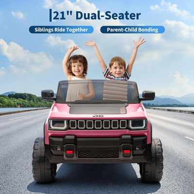 Garvee 24V 2-Seater Electric Ride-On Truck for Kids Ages 3-8 – Licensed 4WD Battery Car with Parental Remote, Wireless Connection Music, LED Lights, 3 Speeds, Gradual Start – Best Toy Vehicle – Pink