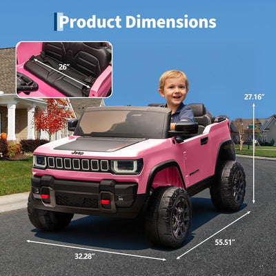 Garvee 24V 2-Seater Electric Ride-On Truck for Kids Ages 3-8 – Licensed 4WD Battery Car with Parental Remote, Wireless Connection Music, LED Lights, 3 Speeds, Gradual Start – Best Toy Vehicle – Pink