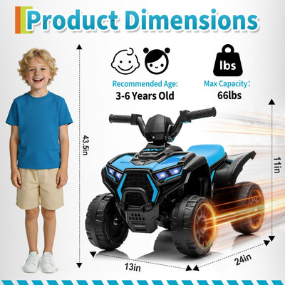 Garvee 6V Battery Powered Kids ATV Car with Lights, Music, 3.5mph Speed, Durable All-Terrain Tires, Safe Ride for Toddlers Ages 3-6, Outdoor Fun