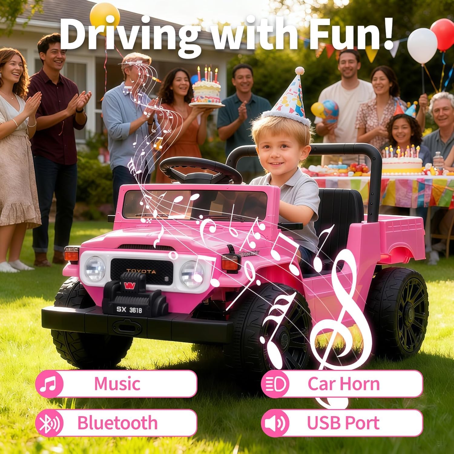 Garvee Licensed Toyota 12V 4WD Kids Ride-On Pickup Truck – Battery Powered Electric Car, Remote Control, wireless, LED Lights, Suspension, Soft Braking, Truck Bed Storage – For Toddlers & Big Kids – Pink