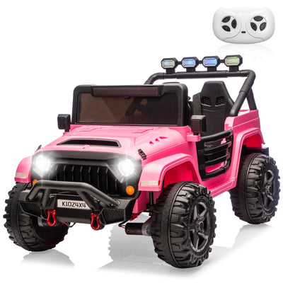 Garvee 24V Electric Ride On Truck for Kids – 2-Seater 4x4 Car – Remote Control – 3 Speeds – LED Lights – Wireless Audio Music Player – Gradual Start & Suspension – Pink