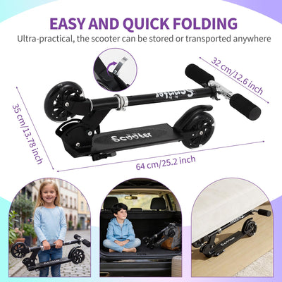 Garvee Kick Scooter for Kids with LED RGB Lighted Wheels, Lightweight 4.6 LBS, Adjustable Handlebars, Anti-Slip Deck, Detachable Design, Ages 3+