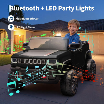 Garvee 24V 2-Seater Electric Ride-On Truck for Kids Ages 3-8 – Licensed 4WD Battery Car with Parental Remote, 3 Speed Options, Wireless Connection Music, LED Lights, Gradual Start – Ideal Gift – Black