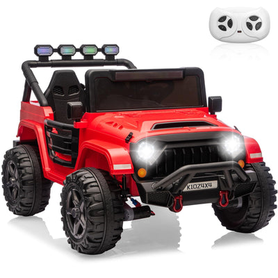 Garvee 24V 2-Seater Electric Ride On Truck for Big Kids – Parental Remote Control – 4-Wheel Suspension – 3 Speeds – LED Lights – Wireless Audio & MP3 Player – Standard Test Method/CPSIA Certified – Red