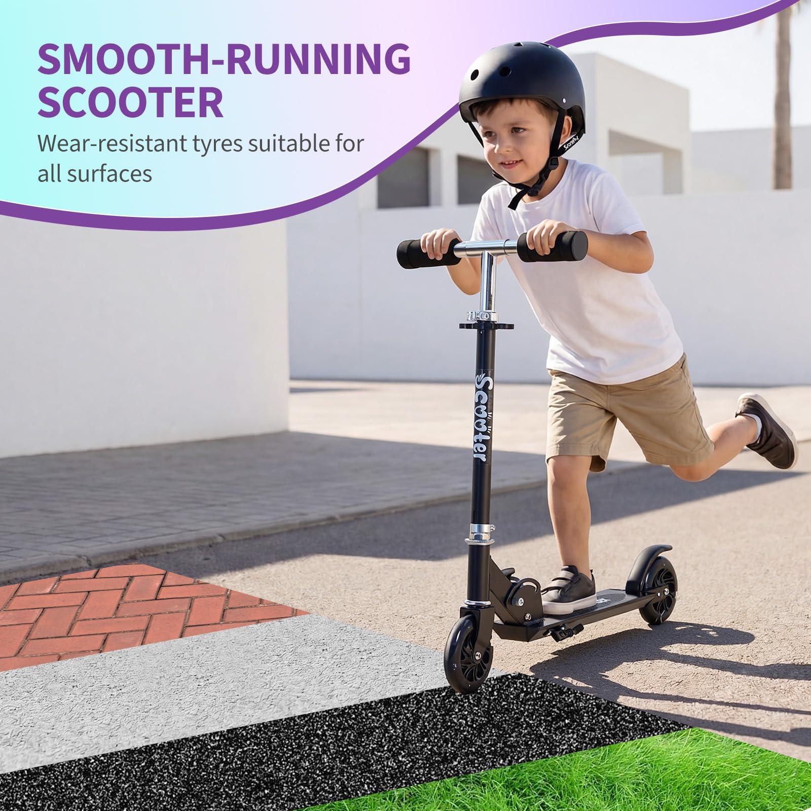 Garvee Kick Scooter for Kids with LED RGB Lighted Wheels, Lightweight 4.6 LBS, Adjustable Handlebars, Anti-Slip Deck, Detachable Design, Ages 3+