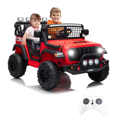 Garvee 24V Ride on Toys for Big Kids, 2-Seater Electric Ride on Car Truck with Remote Control, Four-Wheel Shock Absorbers, 4 Mph Max Speed, Music, LED Lights for Boys Girls, Red