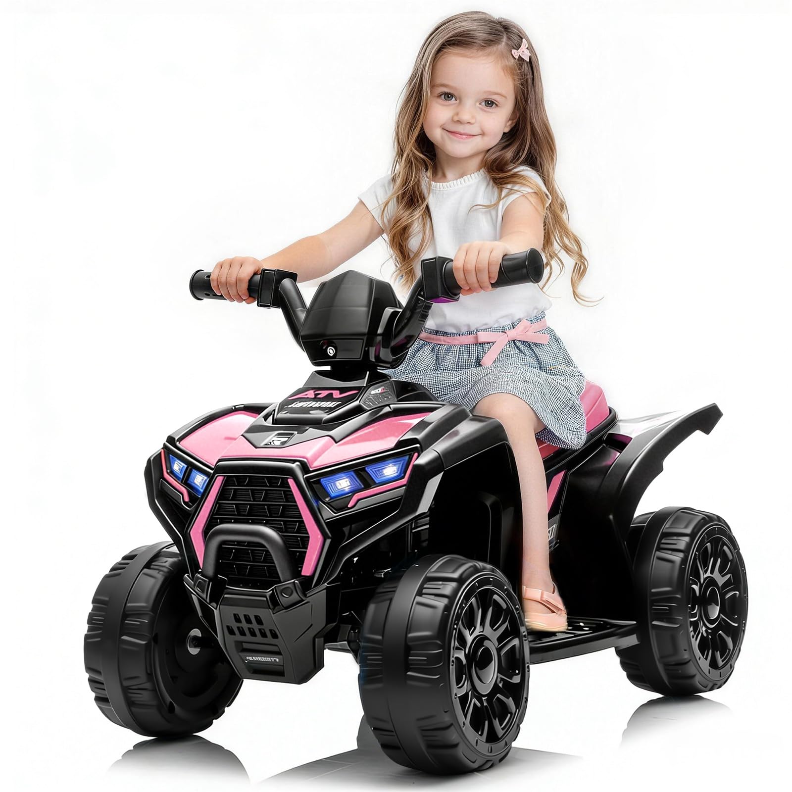 Garvee 6V Battery Powered Kids ATV Car with Lights, Music, 3.5mph Speed, 4-Wheel Electric Toddler Ride-On, All-Terrain Tires, Safe & Fun Outdoor Toy