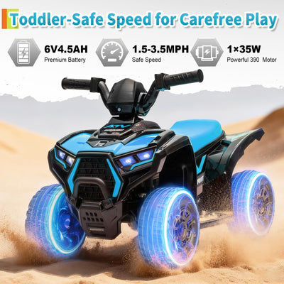 Garvee 6V Battery Powered Kids ATV Car with Lights, Music, 3.5mph Speed, Durable All-Terrain Tires, Safe Ride for Toddlers Ages 3-6, Outdoor Fun