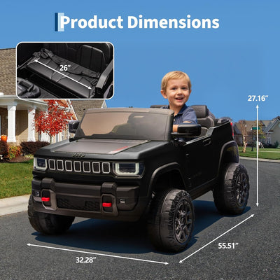 Garvee 24V 2-Seater Electric Ride-On Truck for Kids Ages 3-8 – Licensed 4WD Battery Car with Parental Remote, 3 Speed Options, Wireless Connection Music, LED Lights, Gradual Start – Ideal Gift – Black