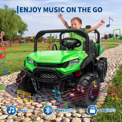 Garvee 24V 4WD Electric Ride on Dump Truck for Kids, 2 Seater with Remote Control, Dump Bed, 3 Speed Modes, Music Player, All-Terrain Off-Road Vehicle Toy for Boys & Girls