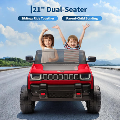 Garvee 24V 2-Seater Electric Ride-On Truck for Kids Ages 3-8 – Licensed 4WD Battery Car with Parental Remote, 3 Speeds, Wireless Connection Music, LED Lights, Gradual Start – Fun Toy Vehicle – Red
