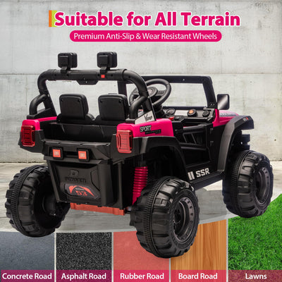 Garvee 12V Kids Ride-On Electric Car – Remote Control, 3 Speeds up to 4.1MPH, Spring Suspension, wireless Music, LED Lights, Safety Locking Doors, 3-Point Harness, Battery Powered Toy for Toddlers Ages 3-5 – Rose Red