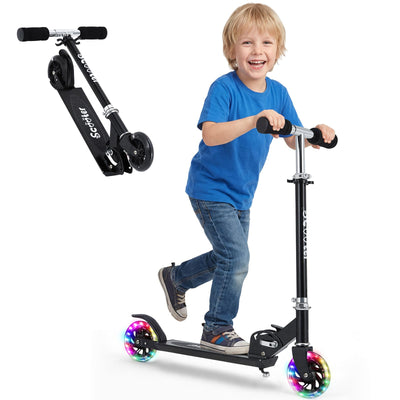 Garvee Kick Scooter for Kids with LED RGB Lighted Wheels, Lightweight 4.6 LBS, Adjustable Handlebars, Anti-Slip Deck, Detachable Design, Ages 3+