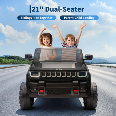 Garvee 24V 2-Seater Electric Ride-On Truck for Kids Ages 3-8 – Licensed 4WD Battery Car with Parental Remote, 3 Speed Options, Wireless Connection Music, LED Lights, Gradual Start – Ideal Gift – Black