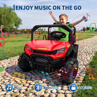Garvee 24V 4WD Electric Ride on Dump Truck for Kids, 2 Seater with Remote Control, Dump Bed, 3 Speed Modes, Music Player, All-Terrain Off-Road Vehicle Toy for Boys & Girls