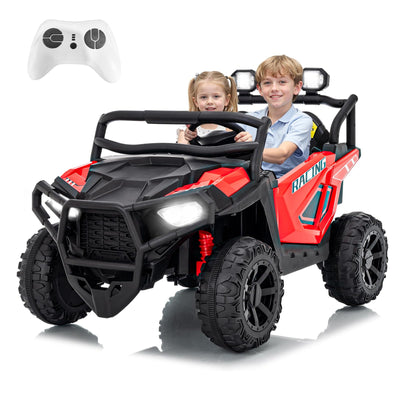 Garvee 24V 2-Seater Electric UTV Ride-On Truck for Kids Ages 2-8 – Battery Powered, Remote Control, 4-Wheel Suspension, Gradual Power-Up, 3 Speeds, LED Lights, Wireless – Red