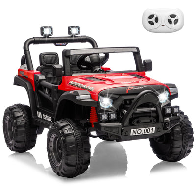 Garvee 12V Kids Electric Ride-On Car – Parent Remote Control, Spring Suspension, LED Lights, wireless Music, 3-Point Harness, Locking Doors, 3 Speeds, Battery Powered Toy Vehicle for Toddlers Boys Girls Ages 3-5 – Red