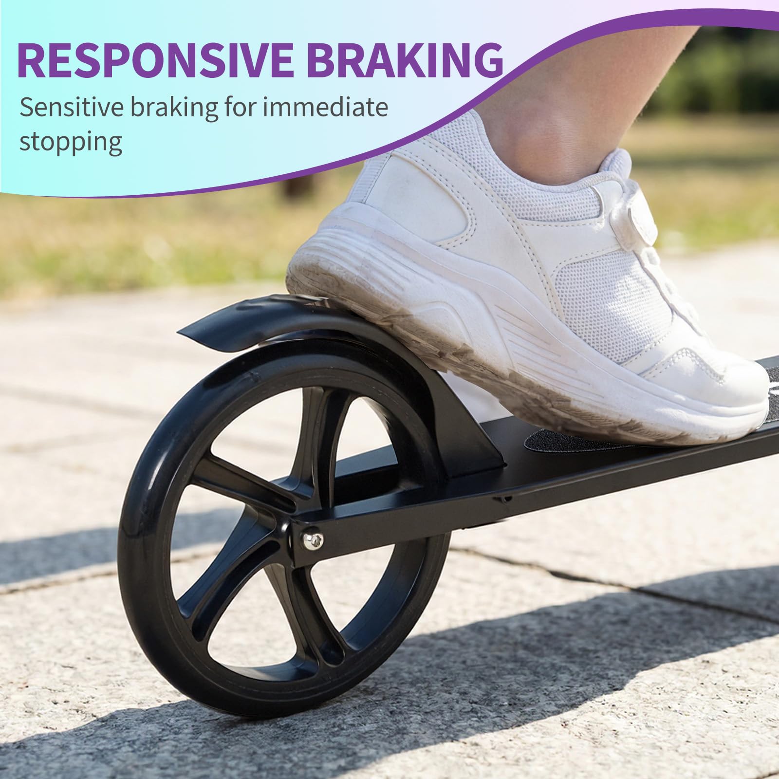 Garvee Kick Scooter for Teens Adults Kids 6+ - 220LB Capacity, 3-Level Adjustable Handlebar, Aluminum Alloy Frame, Foldable, 8" PU Wheels, Outdoor Sports
