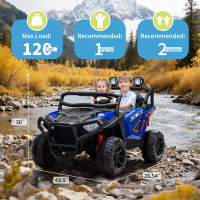 Garvee 24V 2-Seater Electric UTV Ride-On Truck for Kids Ages 2-8 – Battery Powered, Remote Control, 4-Wheel Suspension, Gradual Power-Up, 3 Speeds, LED Lights, Wireless – Blue
