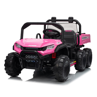 Garvee 24V 4WD Electric Ride on Dump Truck for Kids, 2 Seater with Remote Control, Dump Bed, 3 Speed Modes, Music Player, All-Terrain Off-Road Vehicle Toy for Boys & Girls
