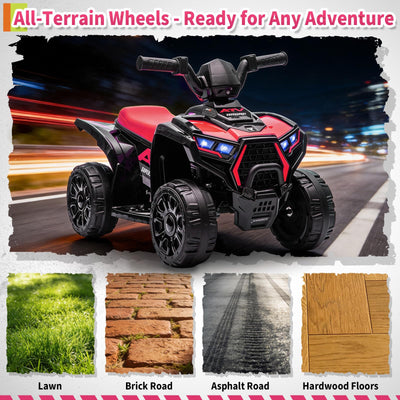 Garvee Kids 6V Battery Powered ATV Car with Lights & Music, 3.5mph Speed, Durable Plastic, All-Terrain Wheels, Toddler Ride-On Toy for Ages 3-6