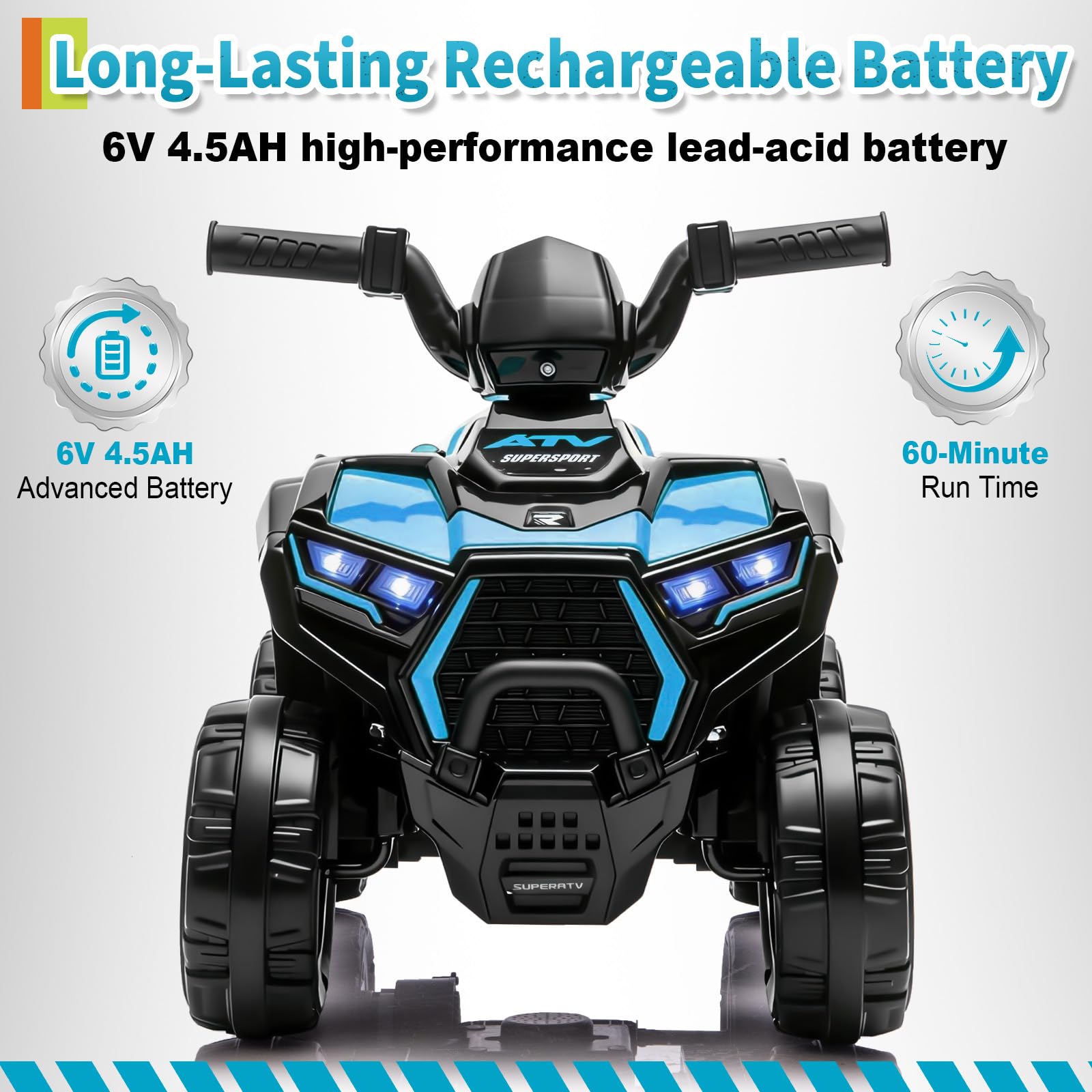 Garvee 6V Battery Powered Kids ATV Car with Lights, Music, 3.5mph Speed, Durable All-Terrain Tires, Safe Ride for Toddlers Ages 3-6, Outdoor Fun