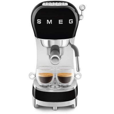 Smeg ECF02BLUK 50s Retro Style Espresso Coffee Machine with Steam Wand Black