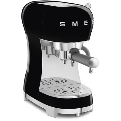 Smeg ECF02BLUK 50s Retro Style Espresso Coffee Machine with Steam Wand Black