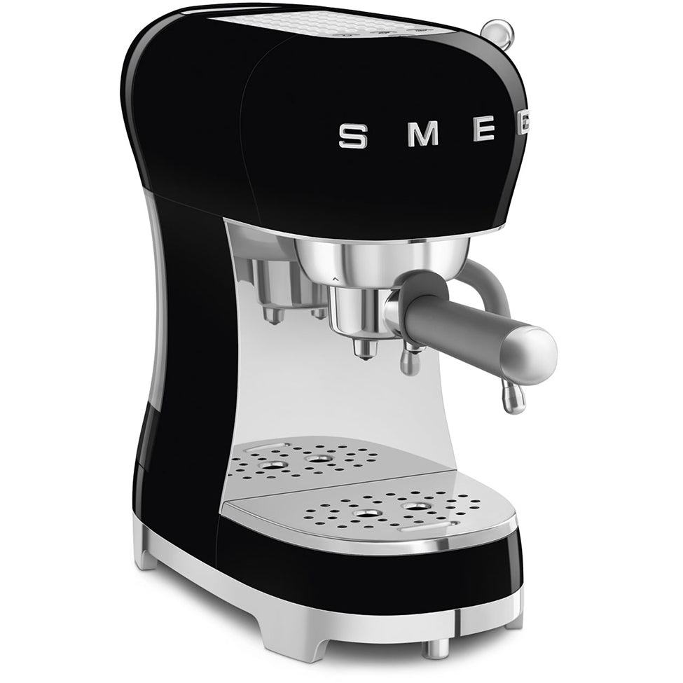 Smeg ECF02BLUK 50s Retro Style Espresso Coffee Machine with Steam Wand Black