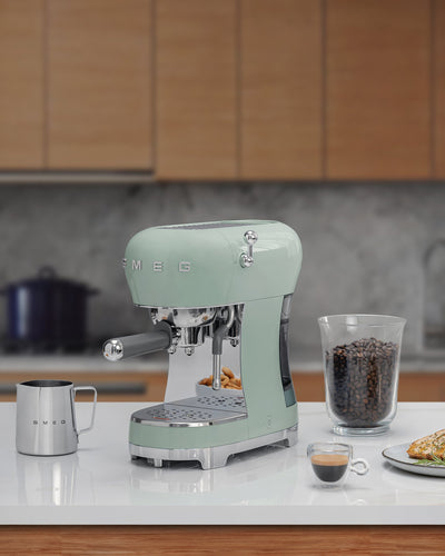 Smeg ECF02PGUK Espresso Coffee Machine with Steam Wand Pastel Green