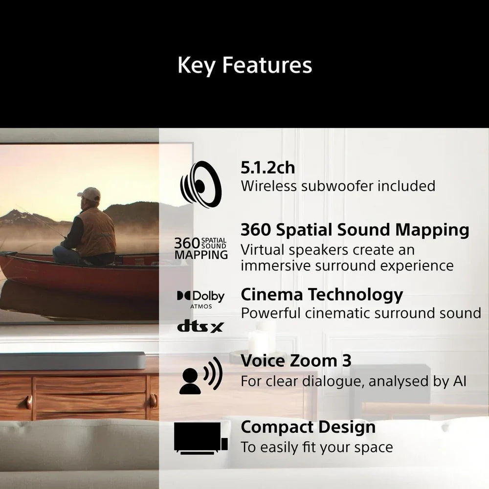 Sony BRAVIA Theatre Bar 7 + S (HTA7100KIT) Dolby Atmos Soundbar with SASW7 100W Subwoofer