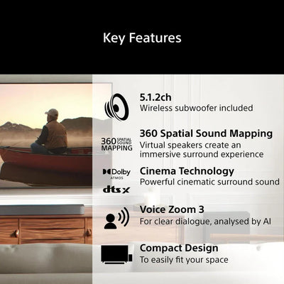 Sony BRAVIA Theatre Bar 7 + S (HTA7100KIT) Dolby Atmos Soundbar with SASW7 100W Subwoofer