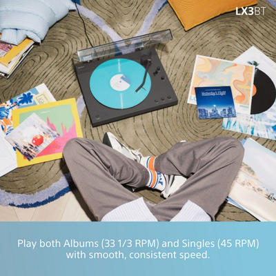 Sony PS-LX3BT Wireless Bluetooth Turntable with Audio Technica ATHM50xBT2 Wireless Over-Ear Headphones