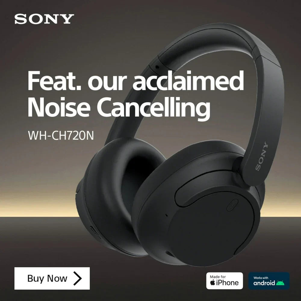 Sony PS-LX3BT Wireless Bluetooth Turntable with WH-CH720N Wireless Noise Cancelling Headphones - Black