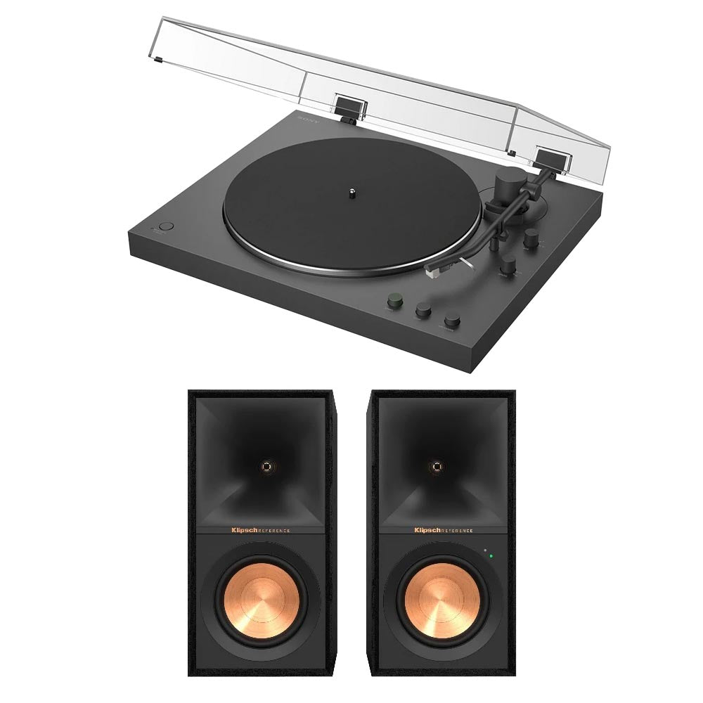 Sony PSLX3BT Fully Automatic Bluetooth Turntable With Klipsch R-50PM Powerd Bluetooth Speakers Pair Hi-Fi Package