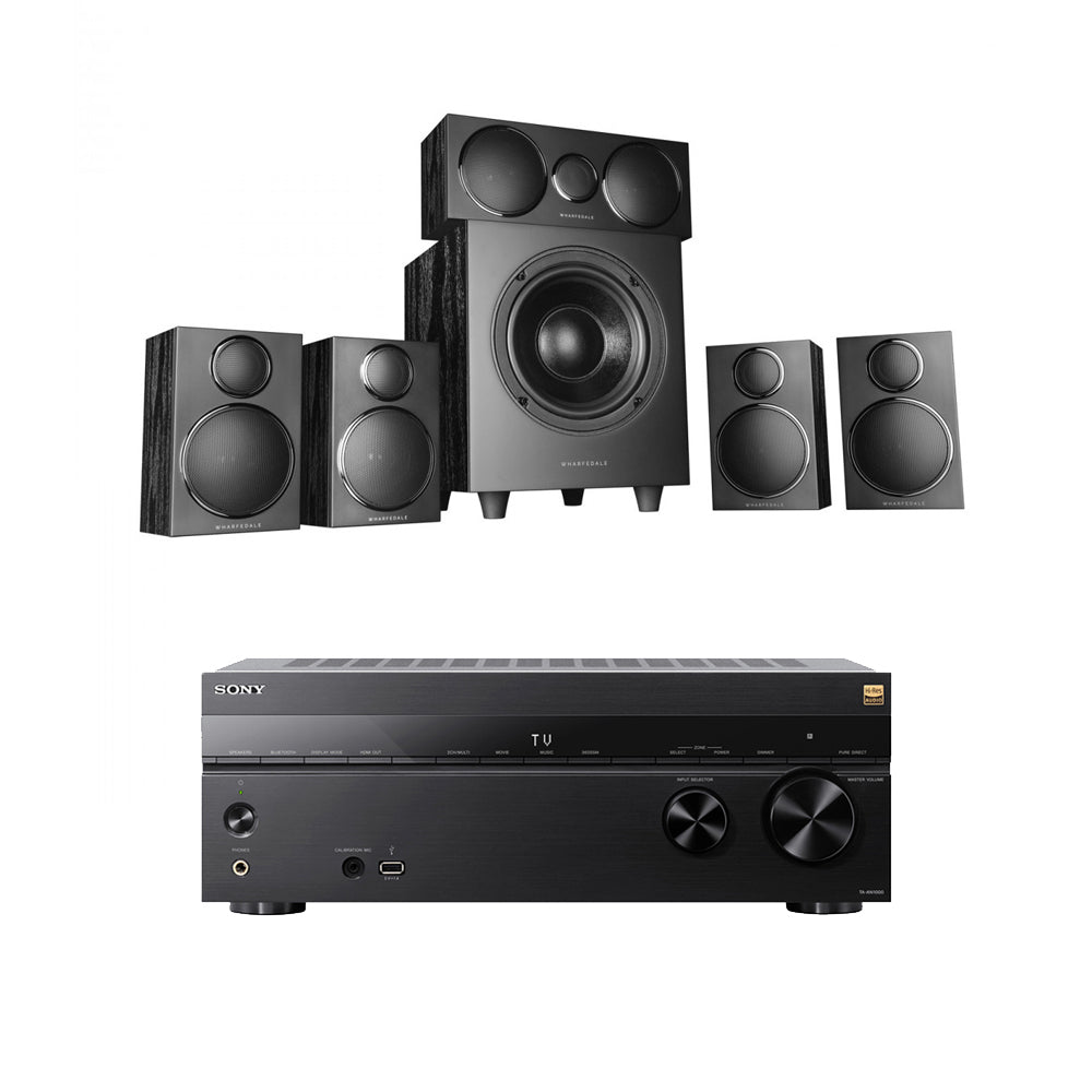 Sony TA-AN1000 7.2 Ch 8K Dolby Atmos AV Amplifier with Wharfedale DX3 HCP 5.1 Black Speaker Package
