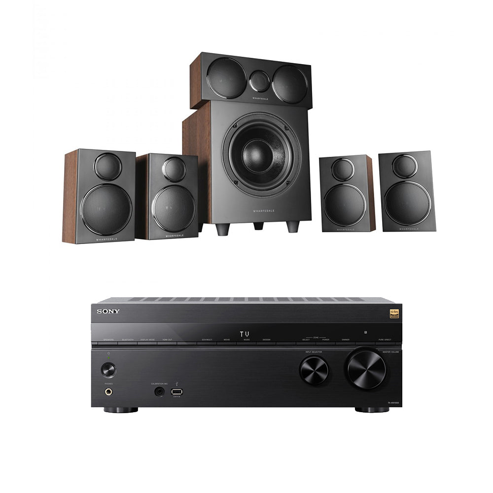 Sony TA-AN1000 7.2 Ch 8K Dolby Atmos AV Amplifier with Wharfedale DX3 HCP 5.1 Walnut Speaker Package