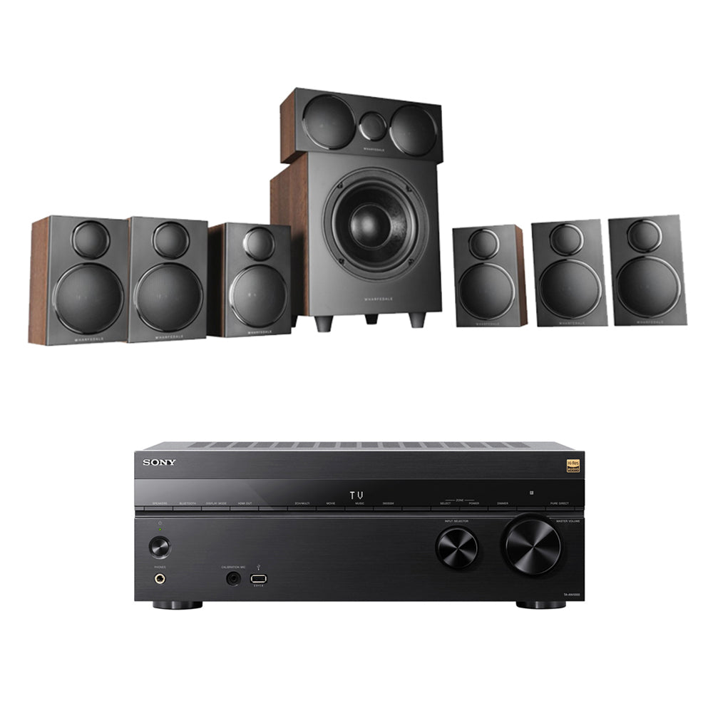 Sony TA-AN1000 7.2 Ch 8K Dolby Atmos AV Amplifier with Wharfedale DX3 HCP 7.1 Walnut Speaker Package