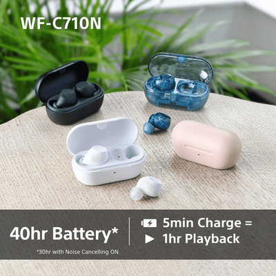 Sony WFC-710N Wireless Noise Cancelling Bluetooth Earbuds Glass Blue